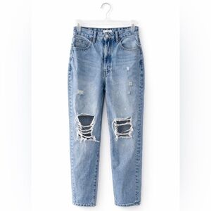 Zara Light Blue Distressed Boyfriend Jeans